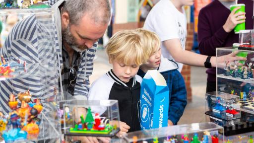 Kids exploring the market